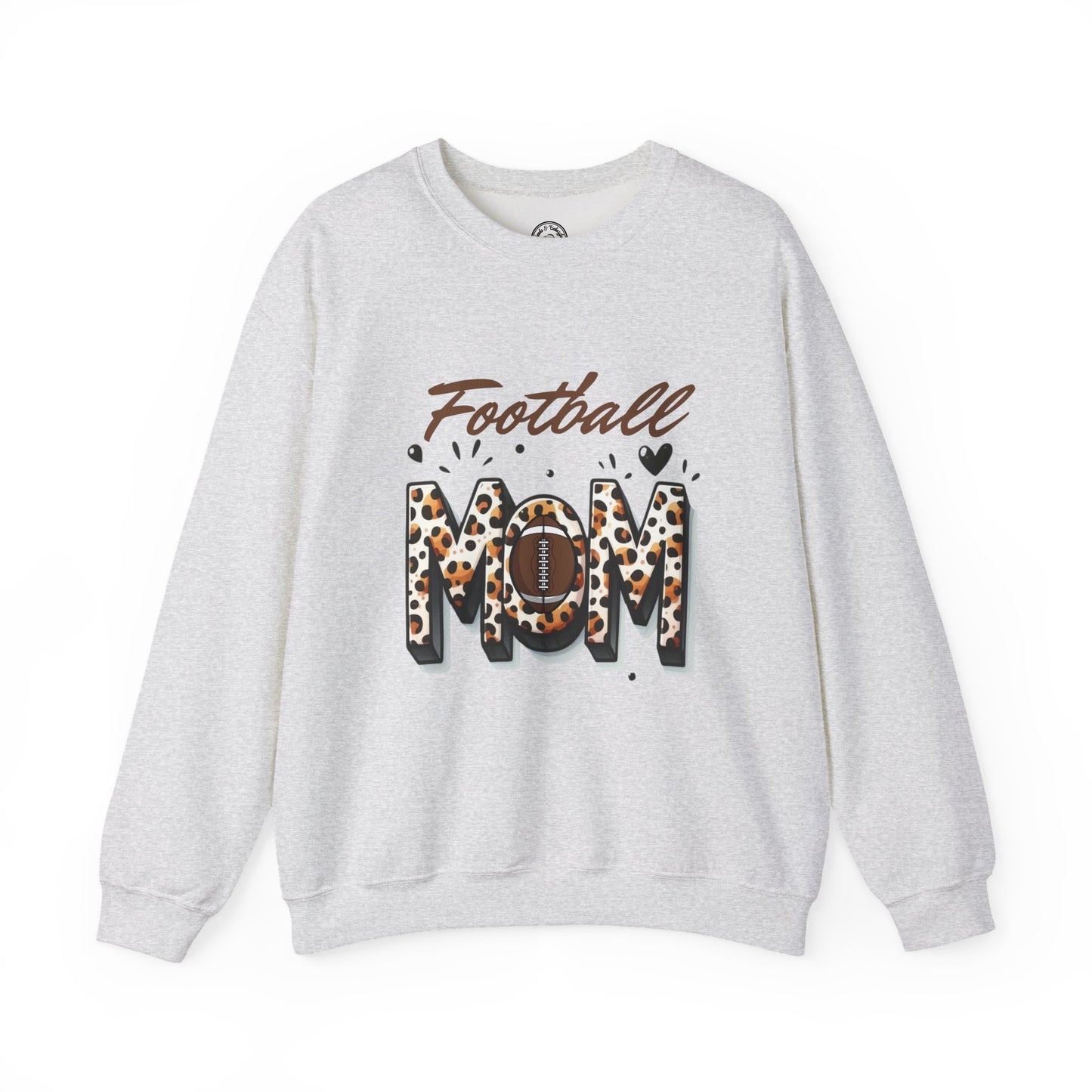 Football Mom Crewneck Sweatshirt, Sports Apparel Gift for Moms, Casual Cozy Fashion, Game Day Outfit, Leopard Print Sweatshirt