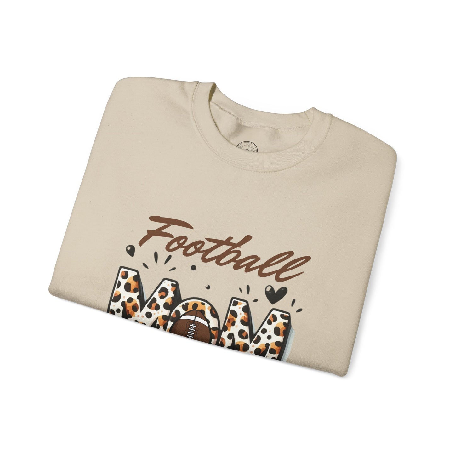 Football Mom Crewneck Sweatshirt, Sports Apparel Gift for Moms, Casual Cozy Fashion, Game Day Outfit, Leopard Print Sweatshirt