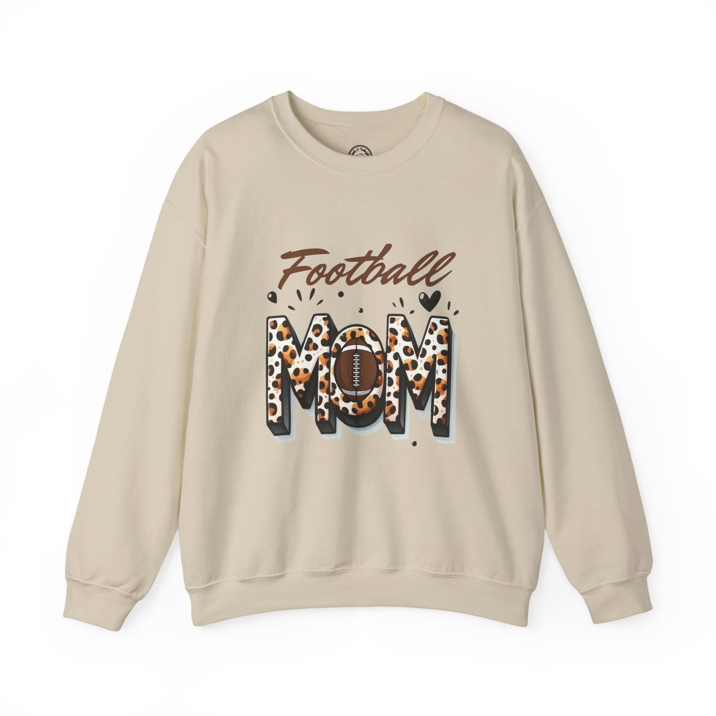 Football Mom Crewneck Sweatshirt, Sports Apparel Gift for Moms, Casual Cozy Fashion, Game Day Outfit, Leopard Print Sweatshirt