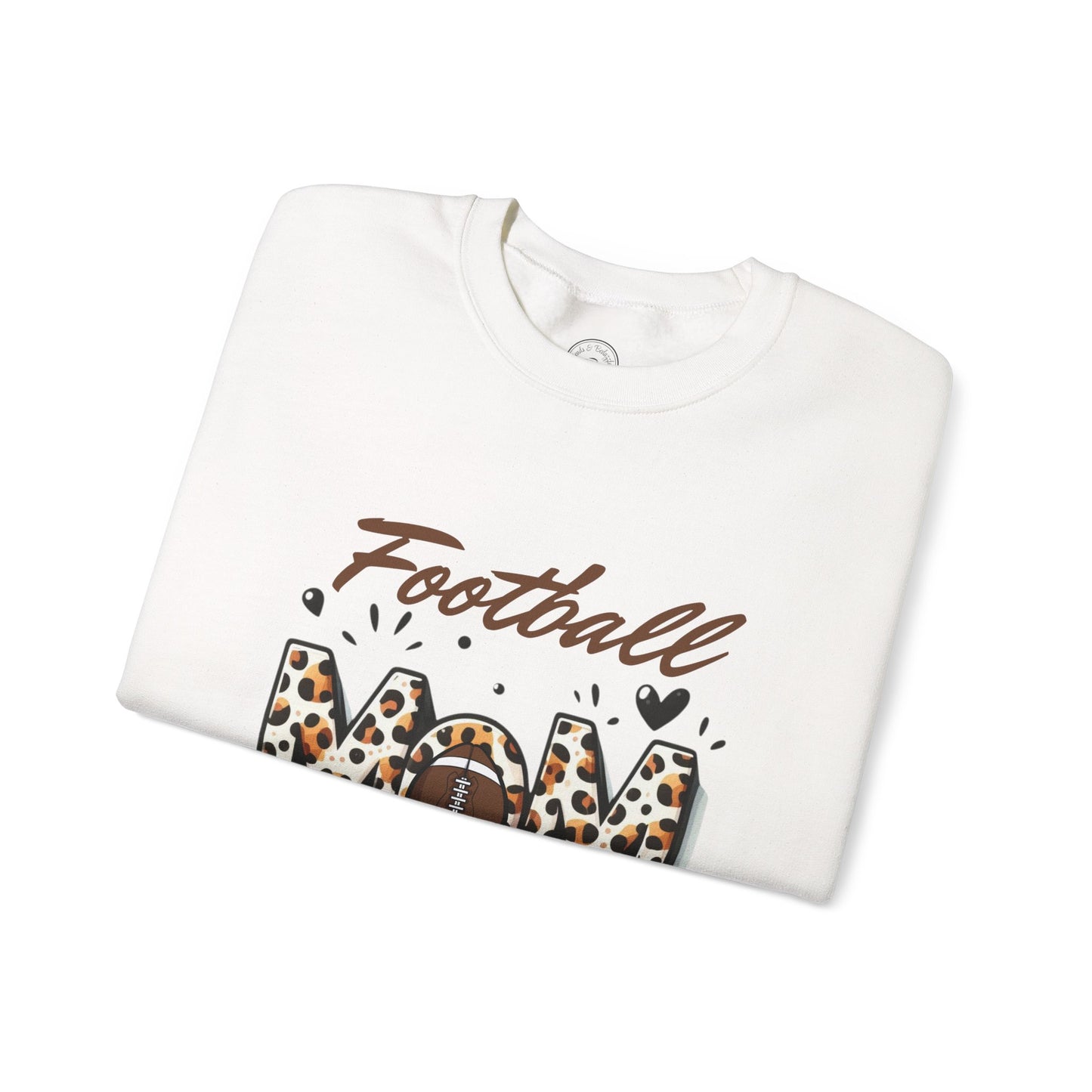 Football Mom Crewneck Sweatshirt, Sports Apparel Gift for Moms, Casual Cozy Fashion, Game Day Outfit, Leopard Print Sweatshirt