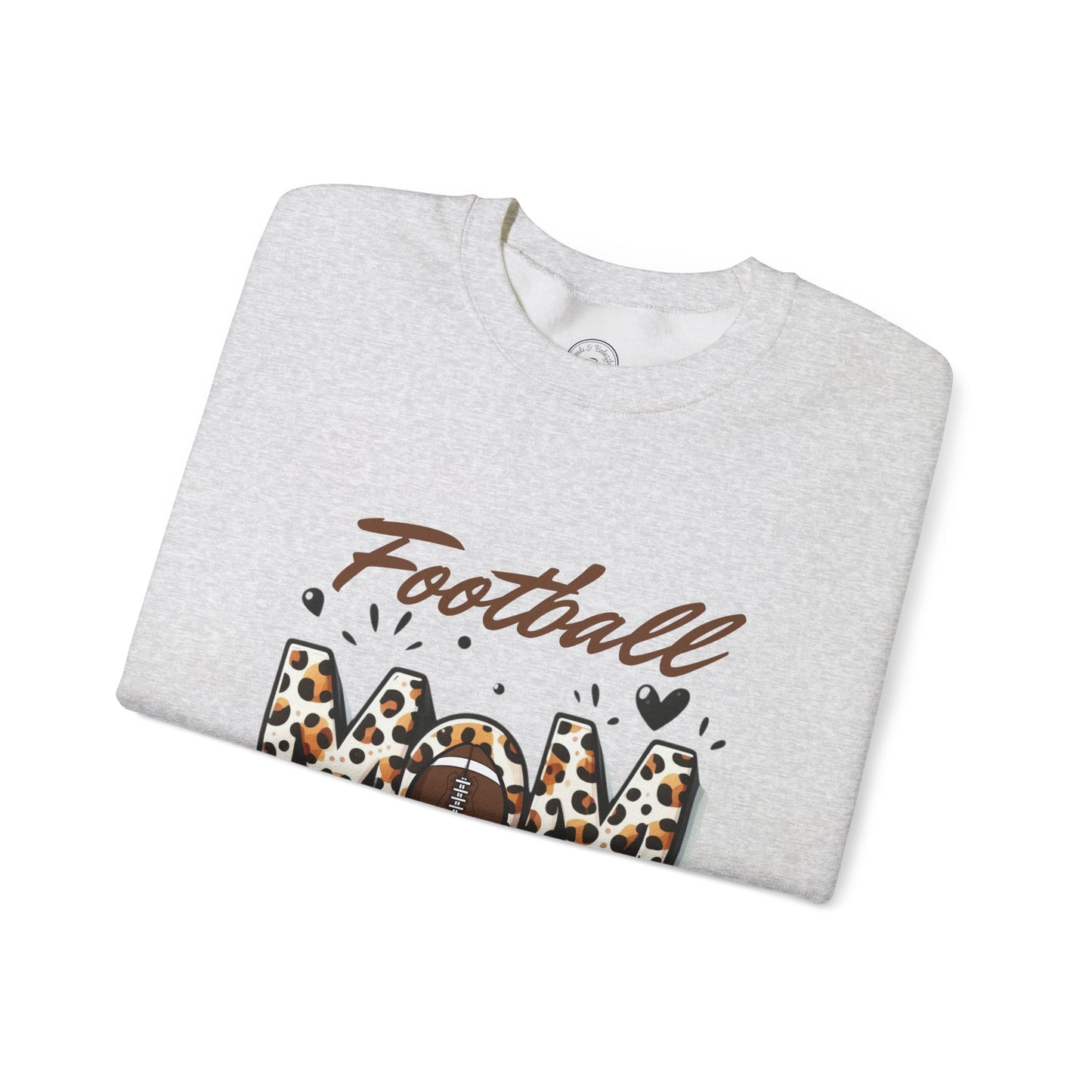 Football Mom Crewneck Sweatshirt, Sports Apparel Gift for Moms, Casual Cozy Fashion, Game Day Outfit, Leopard Print Sweatshirt