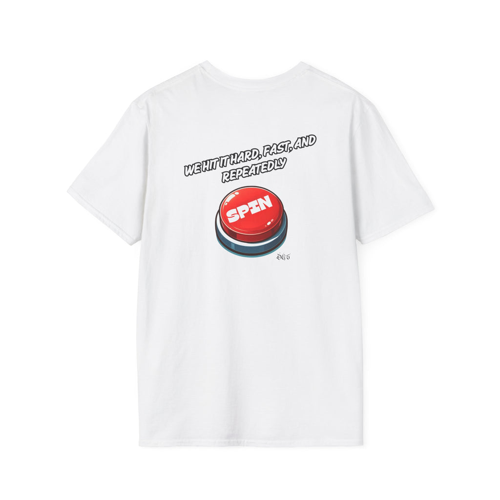 Funny Quote Spin to Win Flirty Tee, Unisex Softstyle T-Shirt, Gambling Shirt, Witty Saying Top, Gift for Gamblers, Humorous Graphic Tee