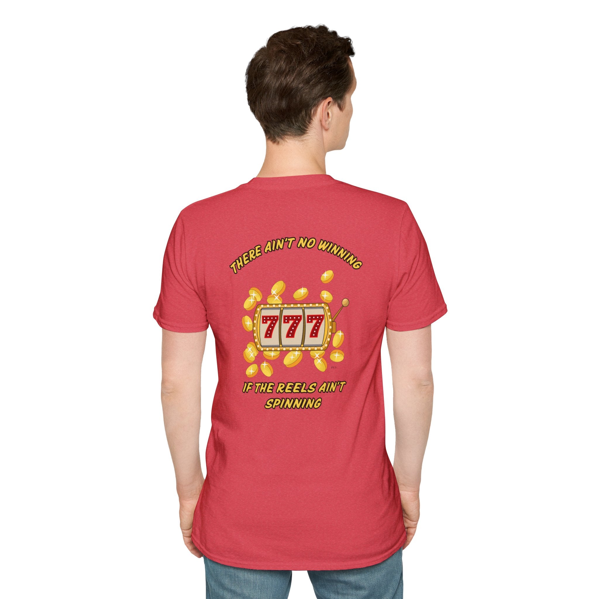 Lucky 7s Unisex Softstyle T-Shirt, Slot Machine Spin to Win Tee, Gambling Lover Gift, Casino Shirt, Vegas Vacation Top