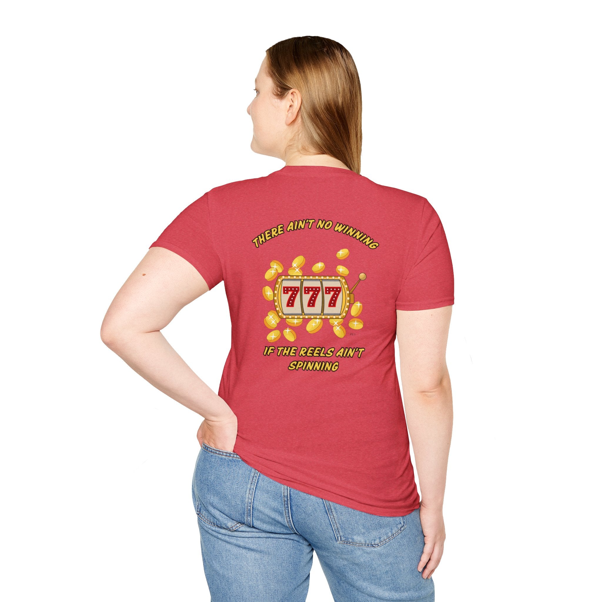 Lucky 7s Unisex Softstyle T-Shirt, Slot Machine Spin to Win Tee, Gambling Lover Gift, Casino Shirt, Vegas Vacation Top