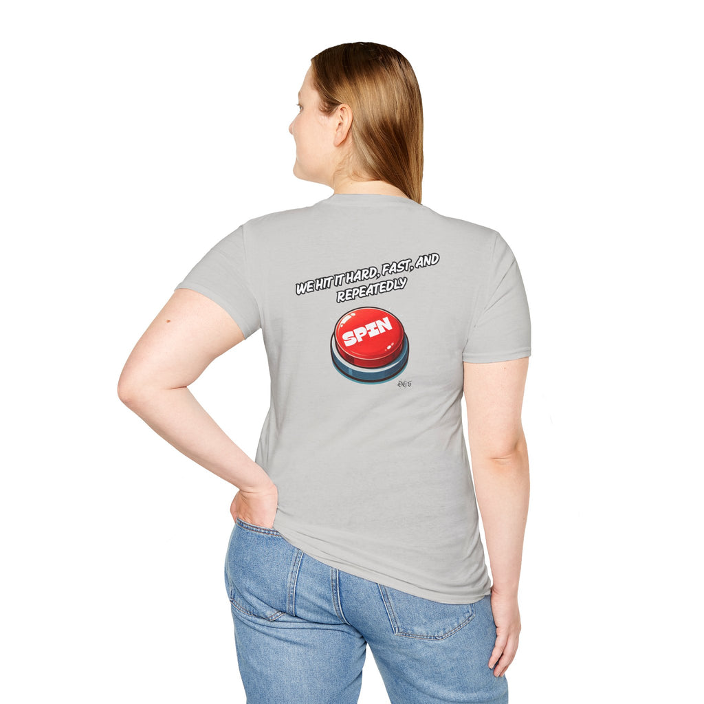 Funny Quote Spin to Win Flirty Tee, Unisex Softstyle T-Shirt, Gambling Shirt, Witty Saying Top, Gift for Gamblers, Humorous Graphic Tee