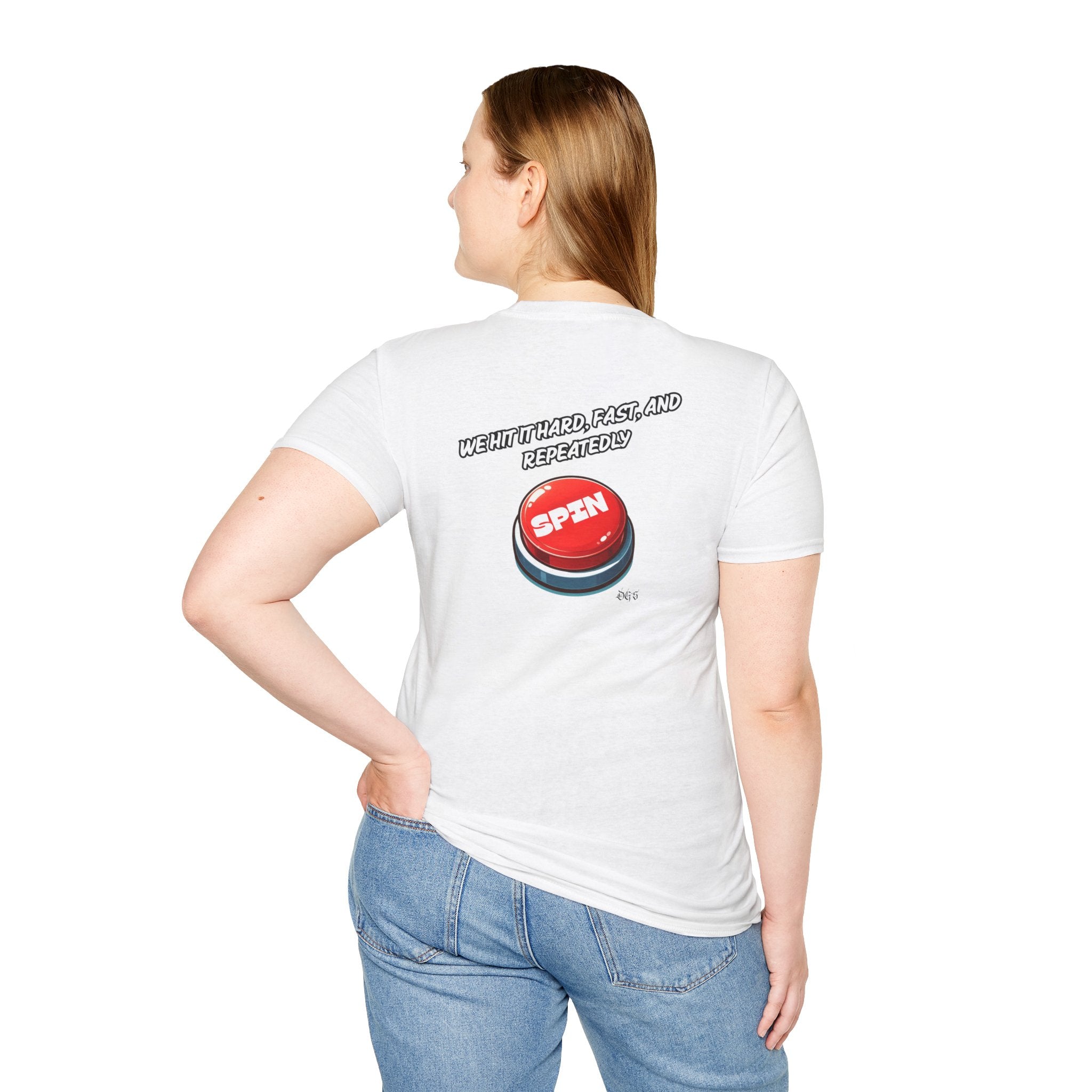 Funny Quote Spin to Win Flirty Tee, Unisex Softstyle T-Shirt, Gambling Shirt, Witty Saying Top, Gift for Gamblers, Humorous Graphic Tee