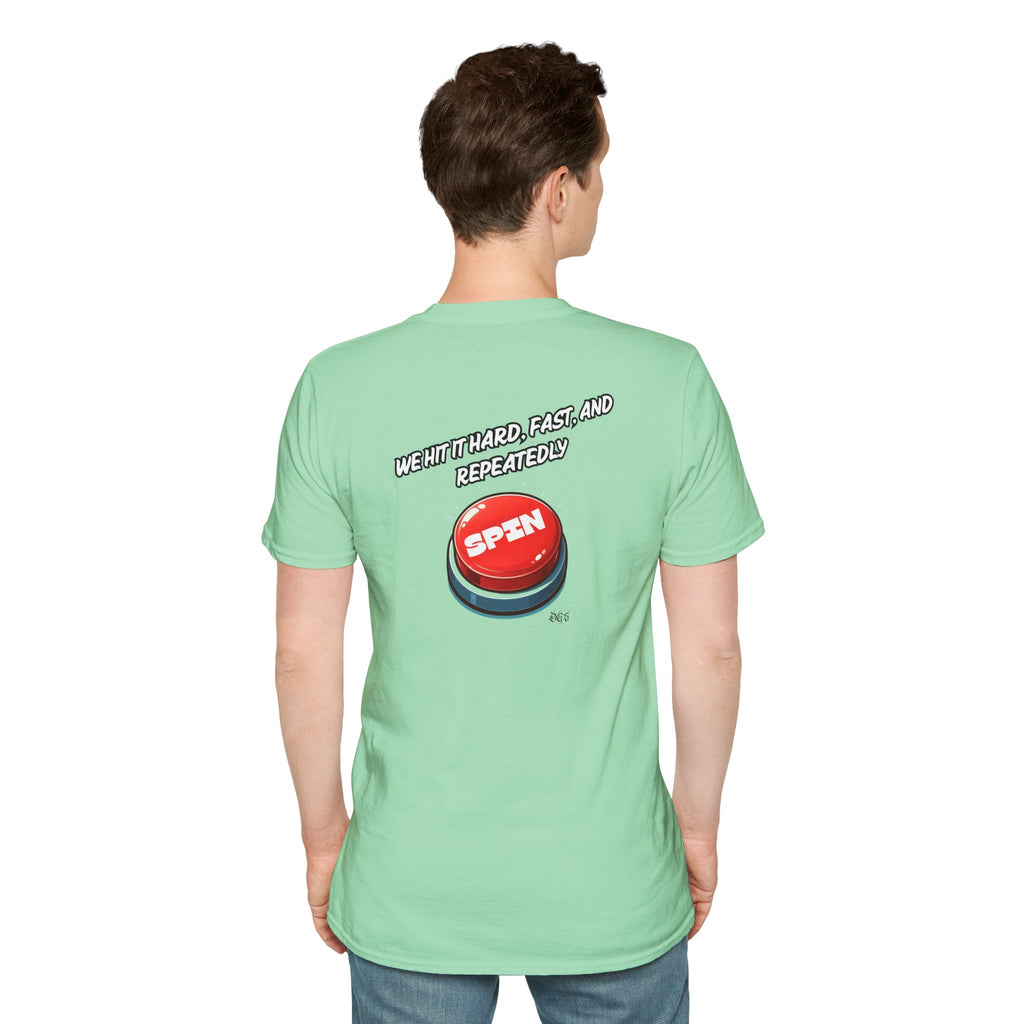 Funny Quote Spin to Win Flirty Tee, Unisex Softstyle T-Shirt, Gambling Shirt, Witty Saying Top, Gift for Gamblers, Humorous Graphic Tee