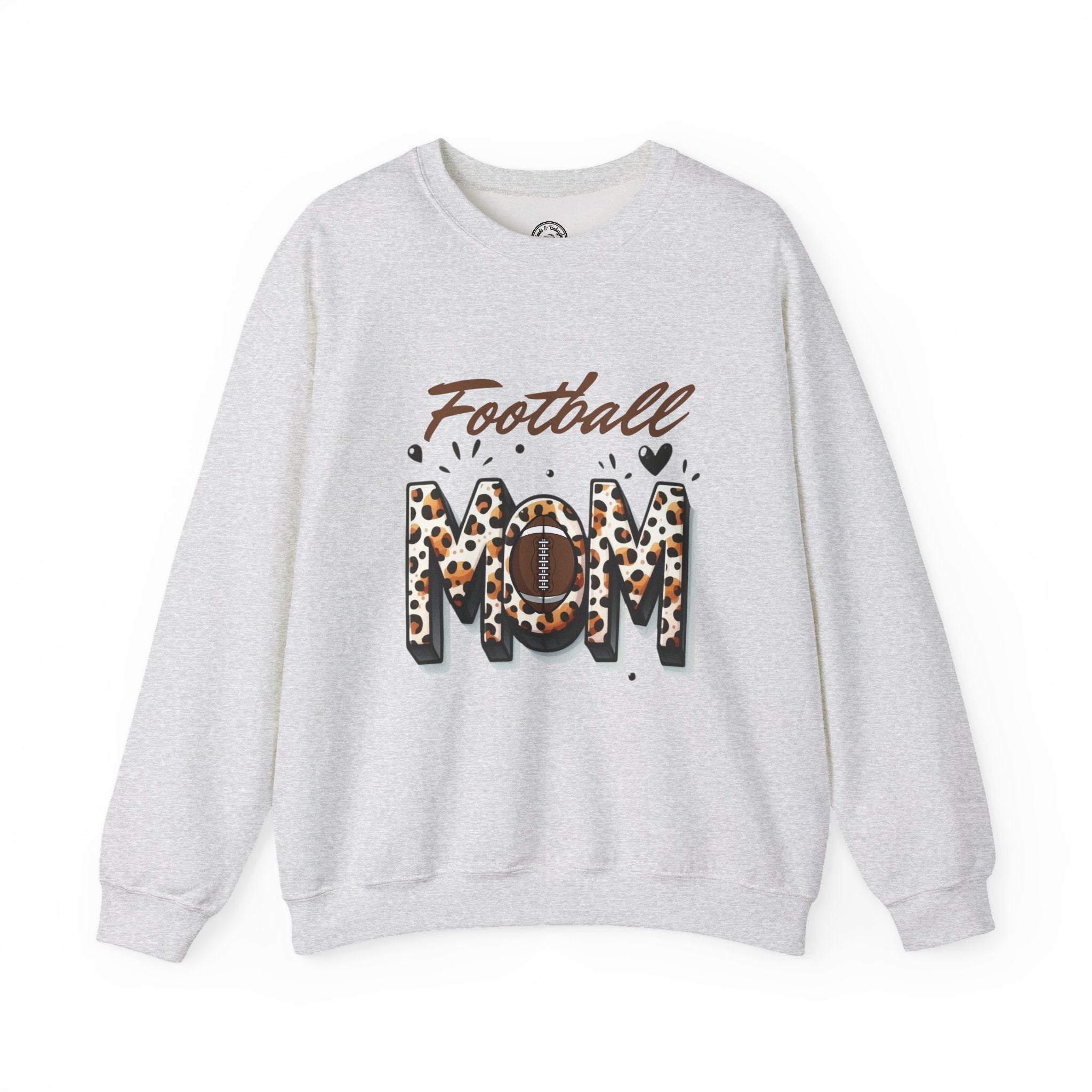 Football Mom Crewneck Sweatshirt, Sports Apparel Gift for Moms, Casual Cozy Fashion, Game Day Outfit, Leopard Print Sweatshirt