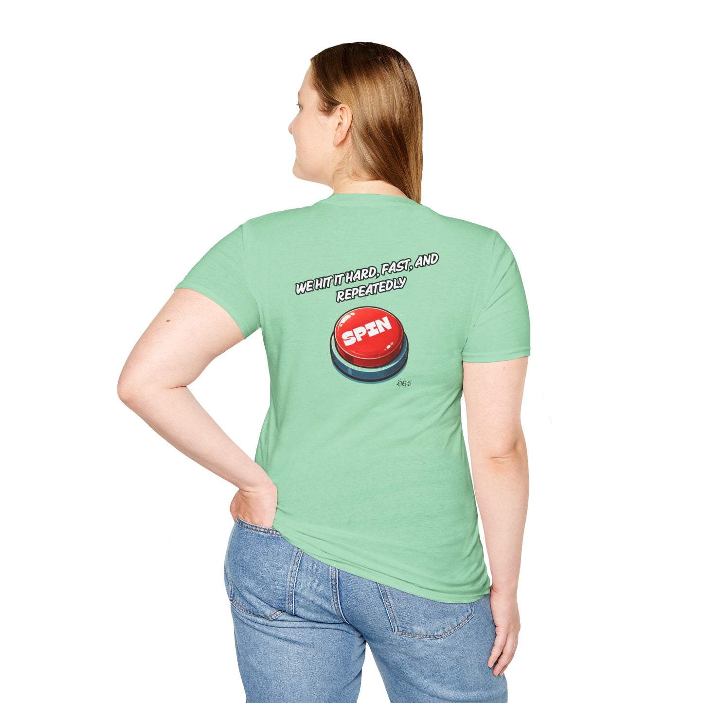 Funny Quote Spin to Win Flirty Tee, Unisex Softstyle T-Shirt, Gambling Shirt, Witty Saying Top, Gift for Gamblers, Humorous Graphic Tee