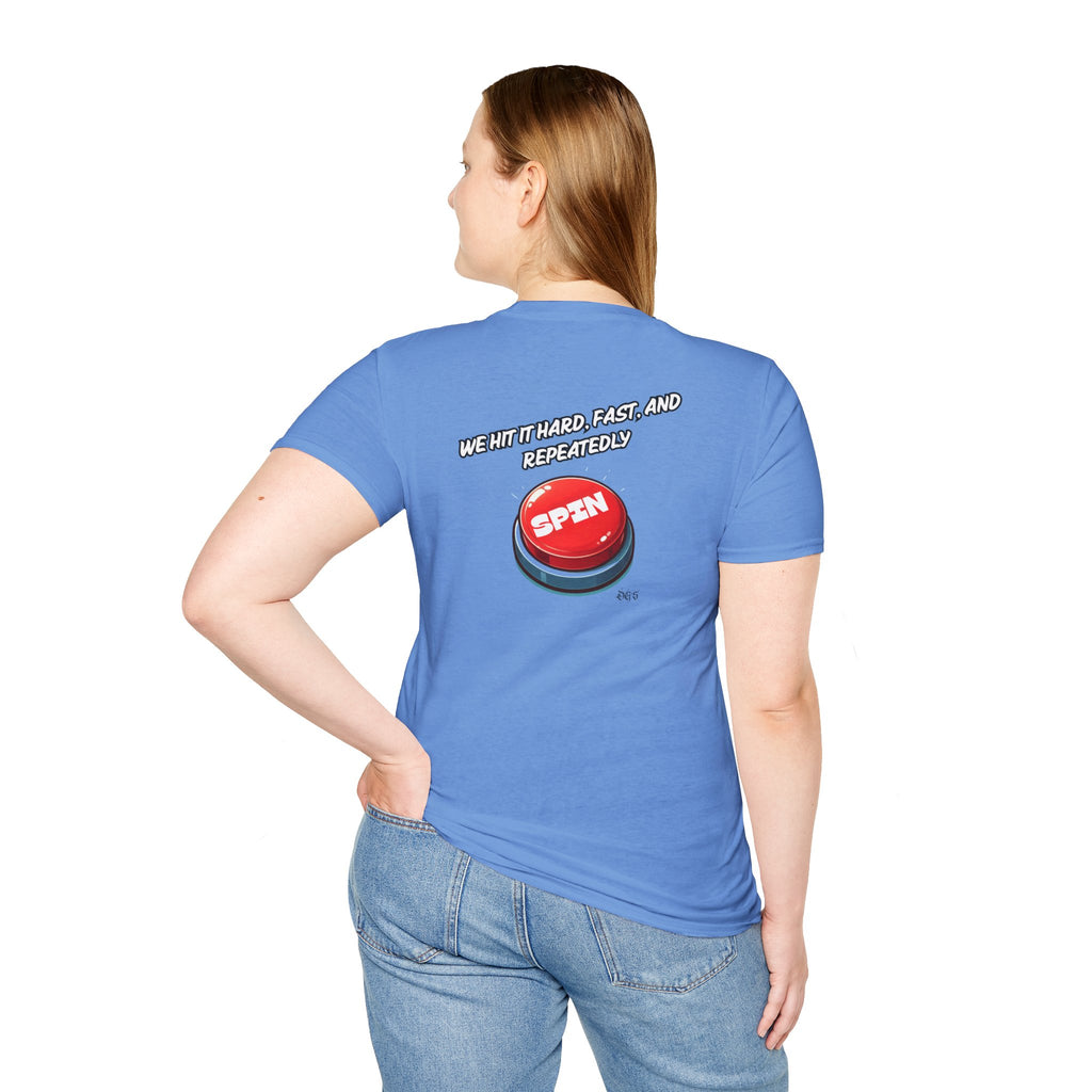 Funny Quote Spin to Win Flirty Tee, Unisex Softstyle T-Shirt, Gambling Shirt, Witty Saying Top, Gift for Gamblers, Humorous Graphic Tee