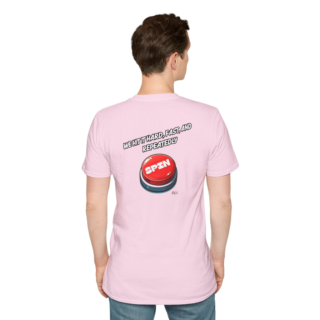 Funny Quote Spin to Win Flirty Tee, Unisex Softstyle T-Shirt, Gambling Shirt, Witty Saying Top, Gift for Gamblers, Humorous Graphic Tee