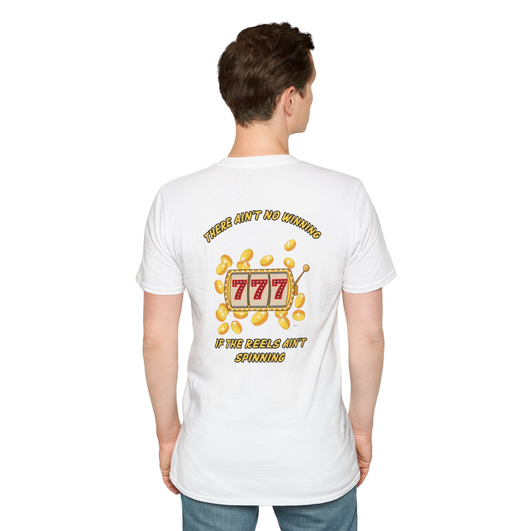 Lucky 7s Unisex Softstyle T-Shirt, Slot Machine Spin to Win Tee, Gambling Lover Gift, Casino Shirt, Vegas Vacation Top